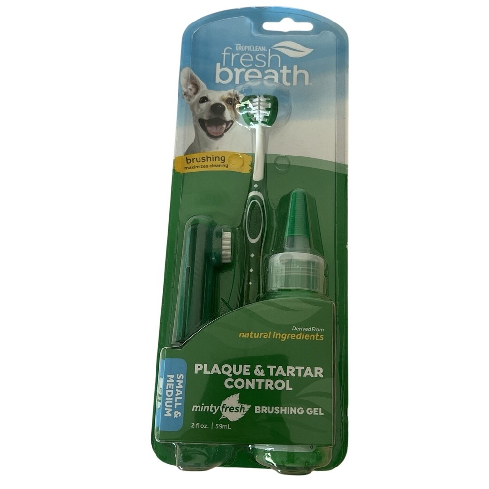 Tropiclean Fresh Breath Pet Oral Care Kit Toothbrush Small Dog Brushing Gel NEW